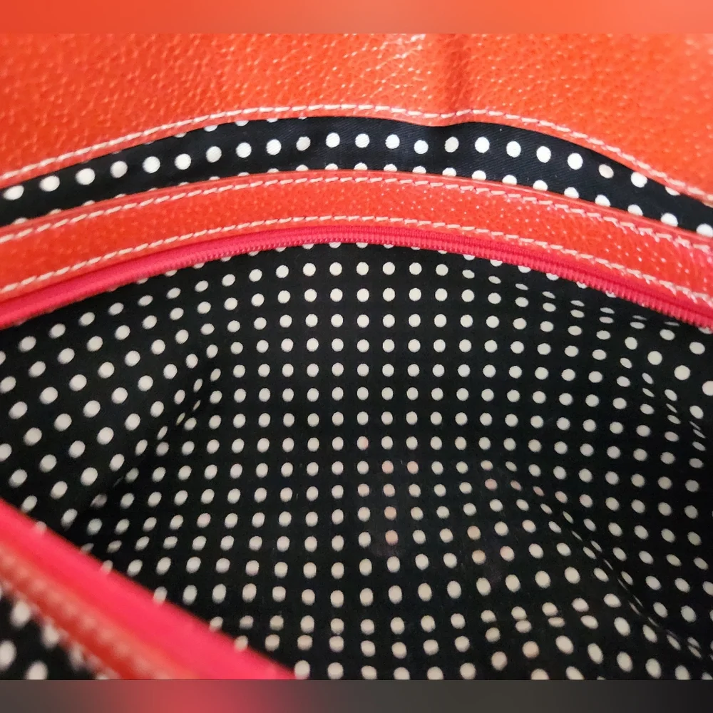 Kate Spade Orange Leather Satchel – Polka Dot Interior| MSRP $298